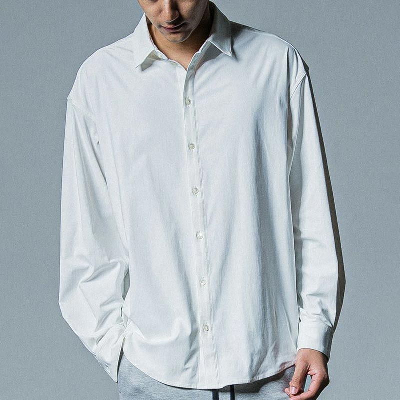 33th Collection リサウンドクロージング  RC33-SH-001 NYLON jack shirts WHITE メンズ オーバーサイズナイロンシャツ