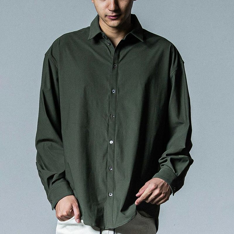 33th Collection リサウンドクロージング  RC33-SH-001 NYLON jack shirts KHAKI メンズ オーバーサイズ ナイロンシャツ