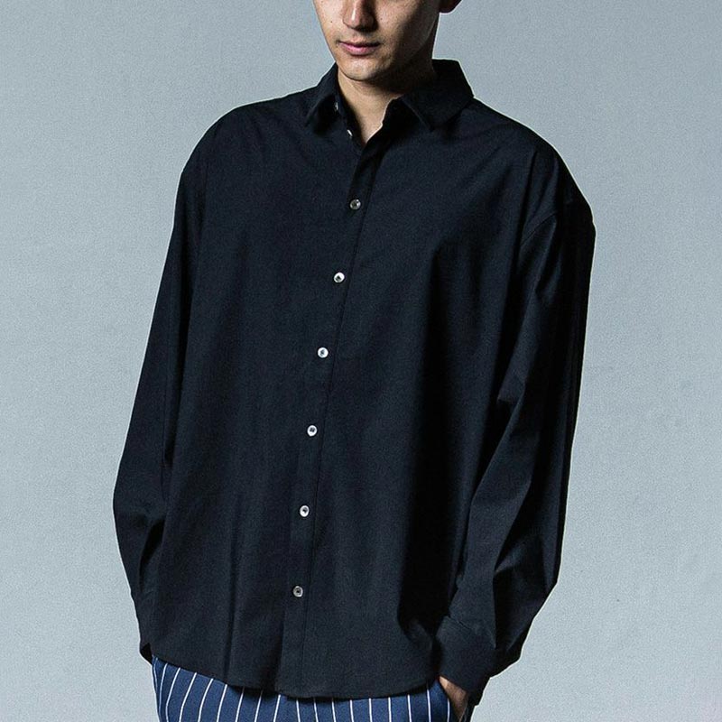 33th Collection リサウンドクロージング  RC33-SH-001 NYLON jack shirts BLACK メンズ オーバーサイズナイロンシャツ