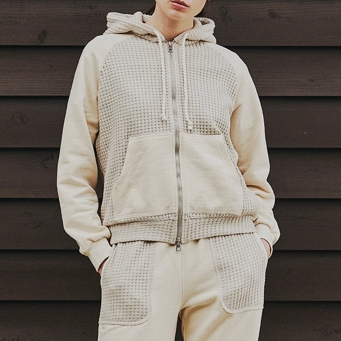シーグリーン LCKA0131065538 ONI WAFFLE COMBINATION HOODIE オニワッフルコンビネーションフーディ サンド レディース