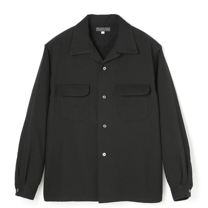 Double Cloth Flap Pocket Shirt - Black -