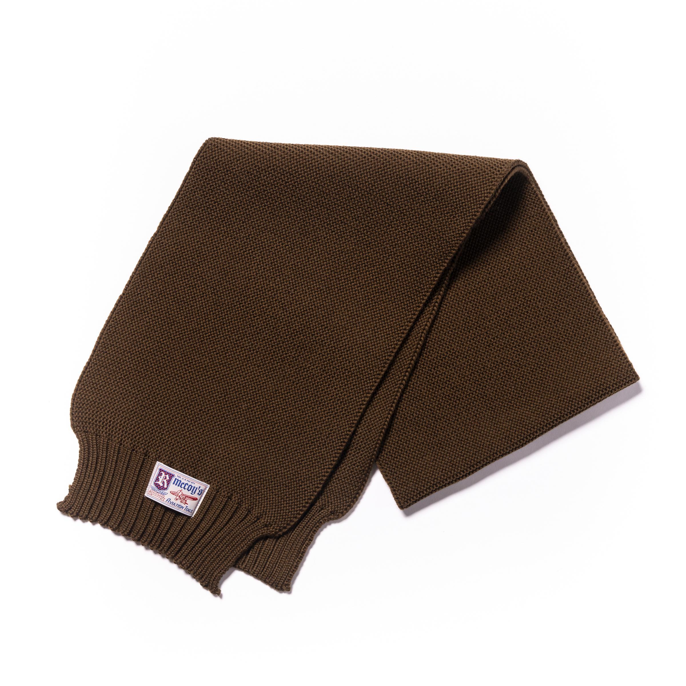 SCARF, WOOL-KNIT:OLIVE