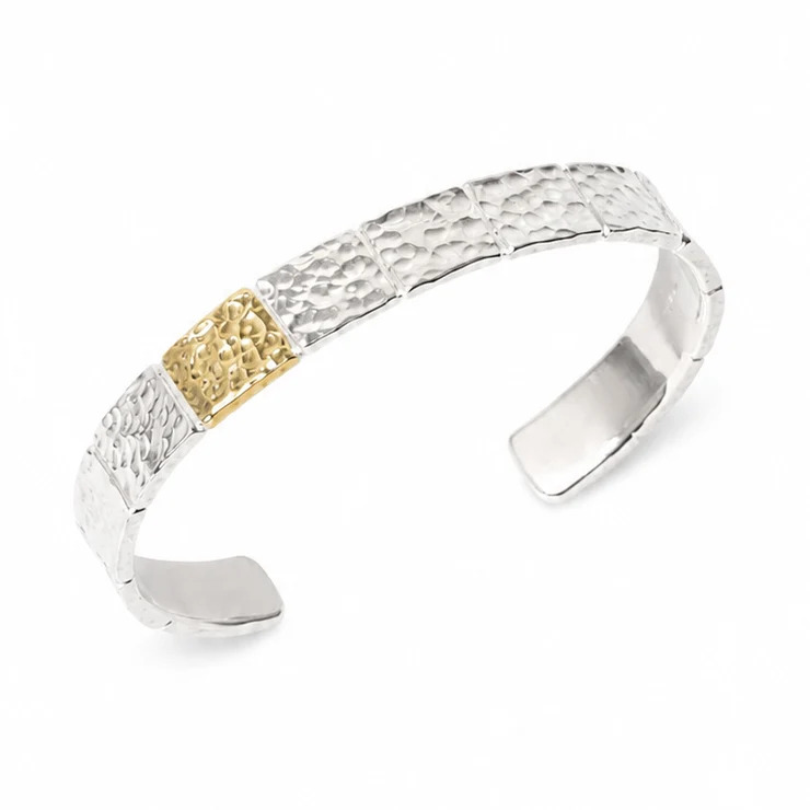 WORN CRAFT(ウォーンクラフト)#BLAJ-0005 BLOCKS ART K24GOLD & 950 SILVER BANGLE TYPE.2