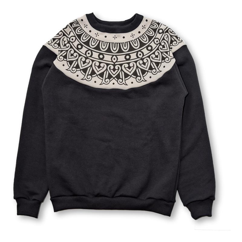 フルカウント 3764 Tribal Pattern Sweatshirts Ink.Blk メンズ トライバル柄 スウェット トレーナー