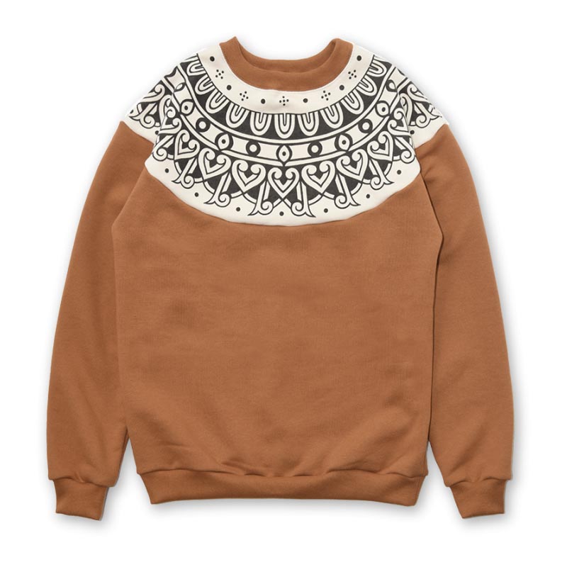 フルカウント 3764 Tribal Pattern Sweatshirts Camel メンズ トライバル柄 スウェット トレーナー