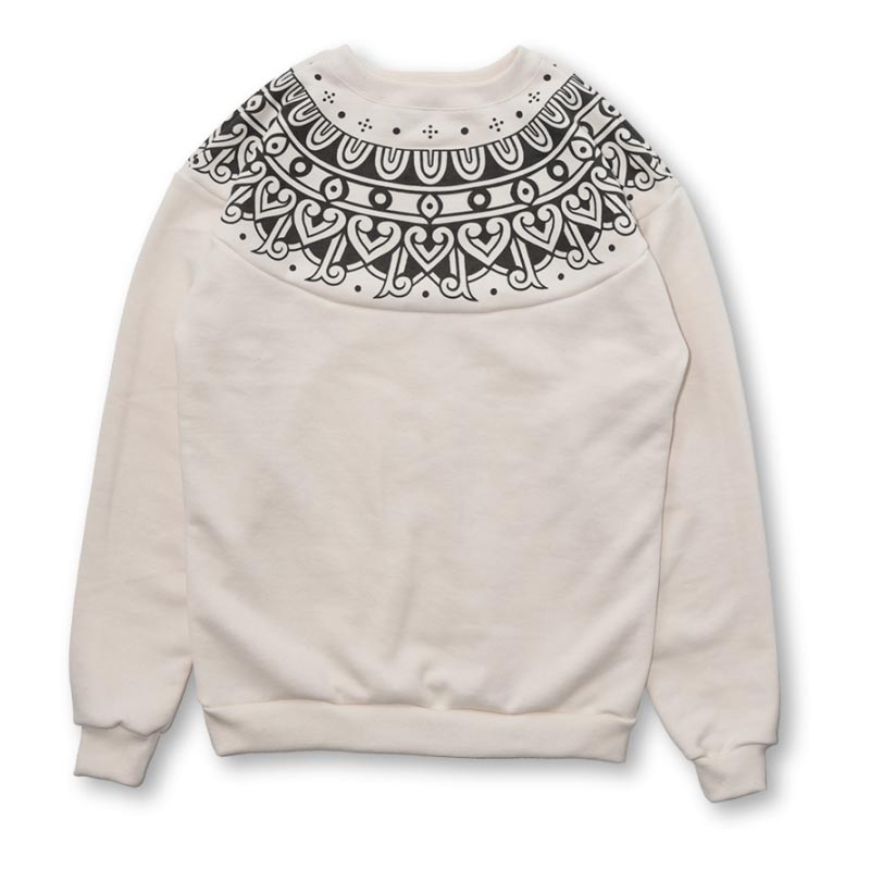 フルカウント 3764 Tribal Pattern Sweatshirts Ecru メンズ トライバル柄 スウェット トレーナー