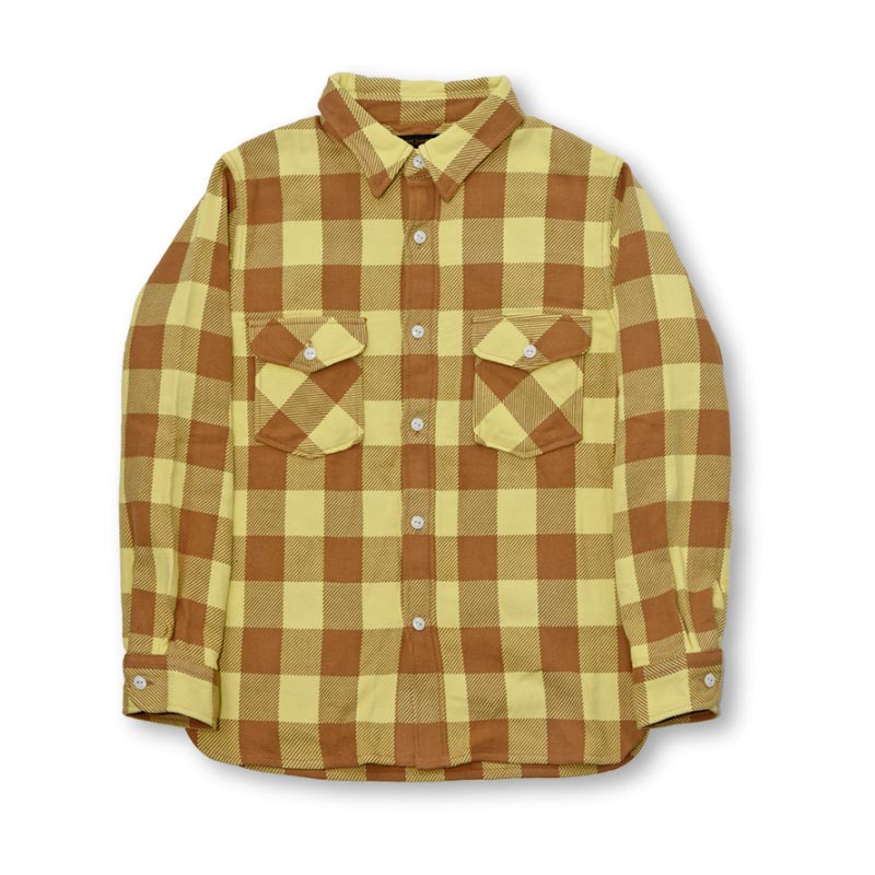 フルカウント 4079-2 Block Check CPO Shirts Yellow×Brown ブロックチェック CPO シャツ