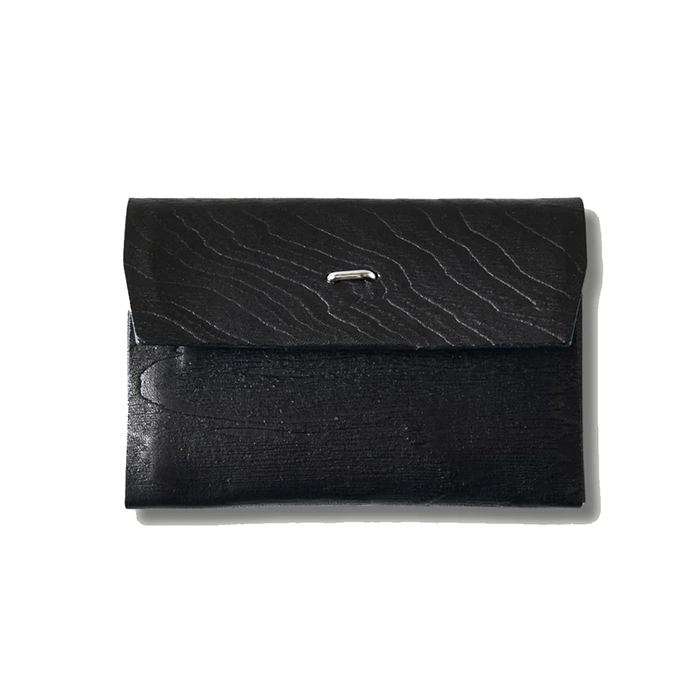 #4212-PLB Plywood Leather Card Case : cow leather black