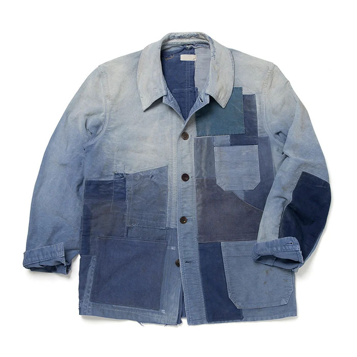 MARU SANKAKU PEKE(マルサンカクペケ)French Work Boro Jacket【MSP-4010】:BLUE