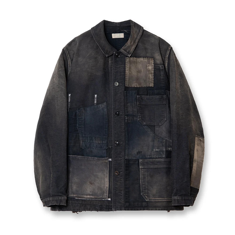 MARU SANKAKU PEKE(マルサンカクペケ)French Work Boro Jacket【MSP-4038】:BLACK