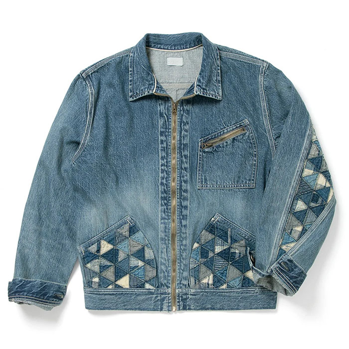 MARU SANKAKU PEKE(マルサンカクペケ)Tsugihagi Denim Zipper Jacket【MSP-4004】