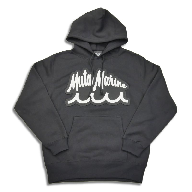 ムータマリン MMAC-MA2432 ACANTHUS × muta MARINE Script Logo Hooded Sweatshirts ブラック アカンサス ムータ コラボ プルオーバー パーカー