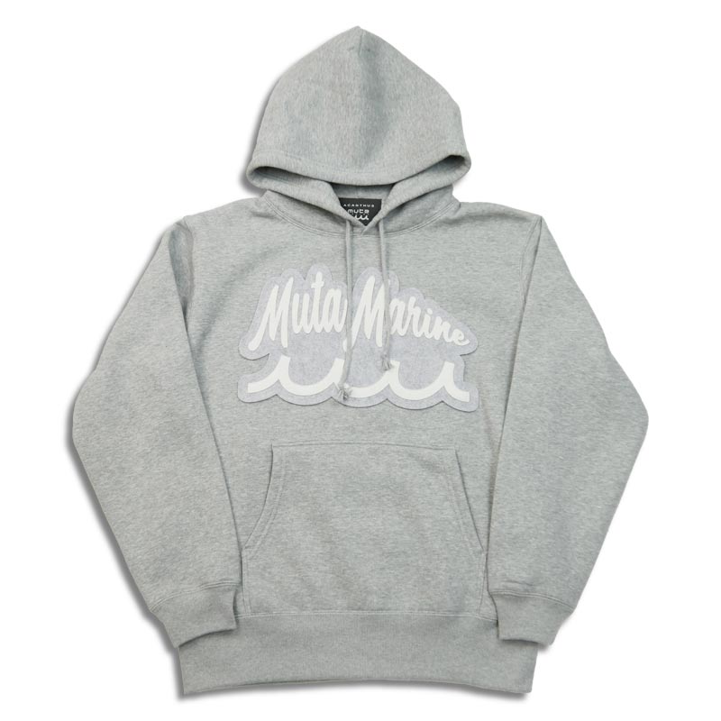 ムータマリン MMAC-MA2432 ACANTHUS × muta MARINE Script Logo Hooded Sweatshirts グレー アカンサス ムータ コラボ プルオーバー パーカー