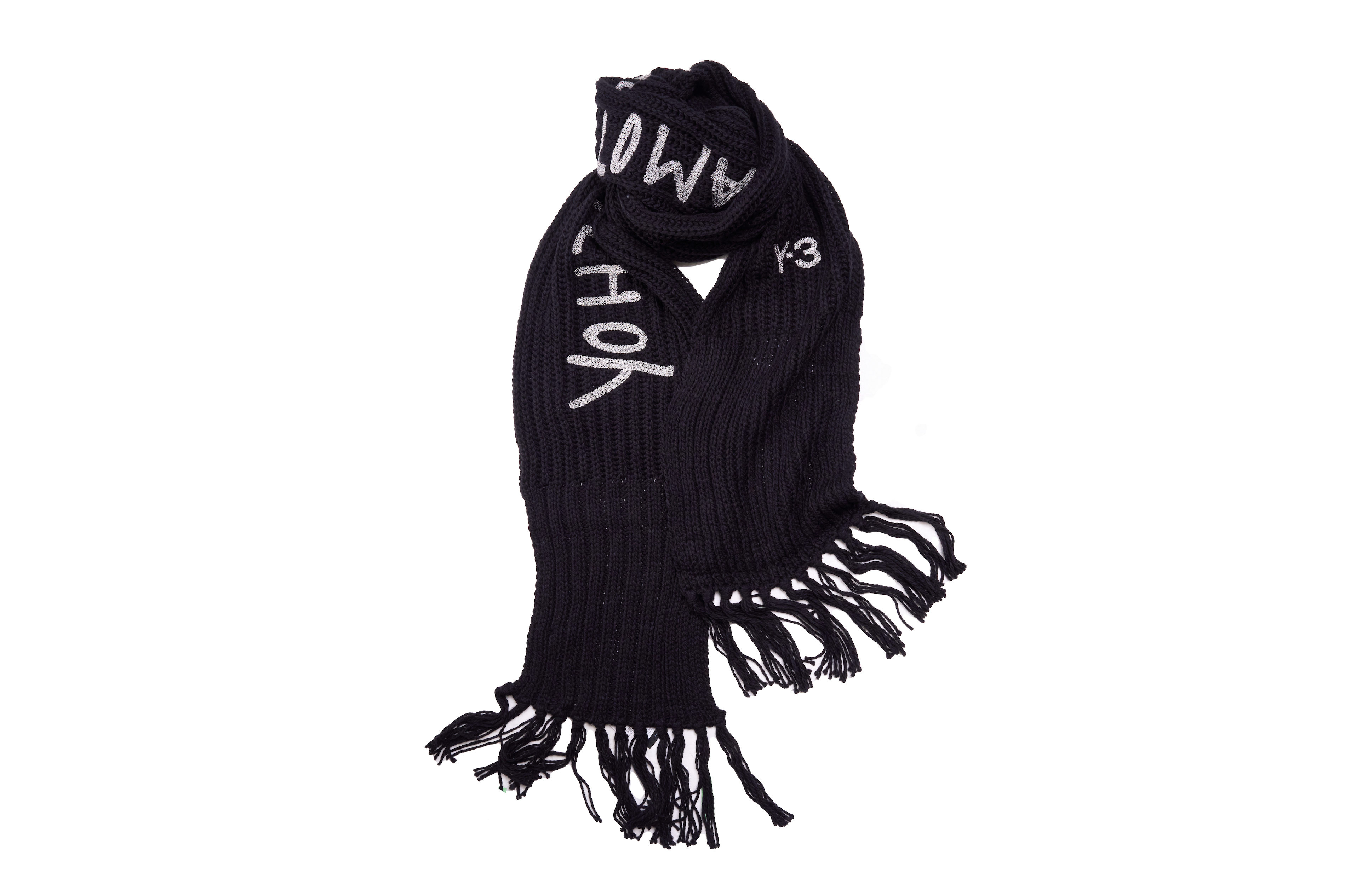 Y-3(ワイスリー) JX8302-ACCA25 Y3-A25-0000-410 U Y-3 CHUNKY KNIT SCARF ブラック マフラー スカーフ