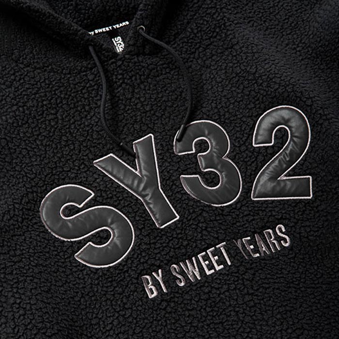 SY32 by SWEET YEARS POLARTEC P/O HOODIE BLACK ボア フリース