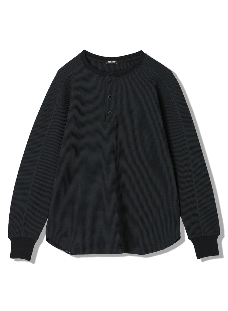 DENHAM(デンハム)  TECH THERMAL LS TEE 01250850998 サーマル長袖Tシャツ ブラック