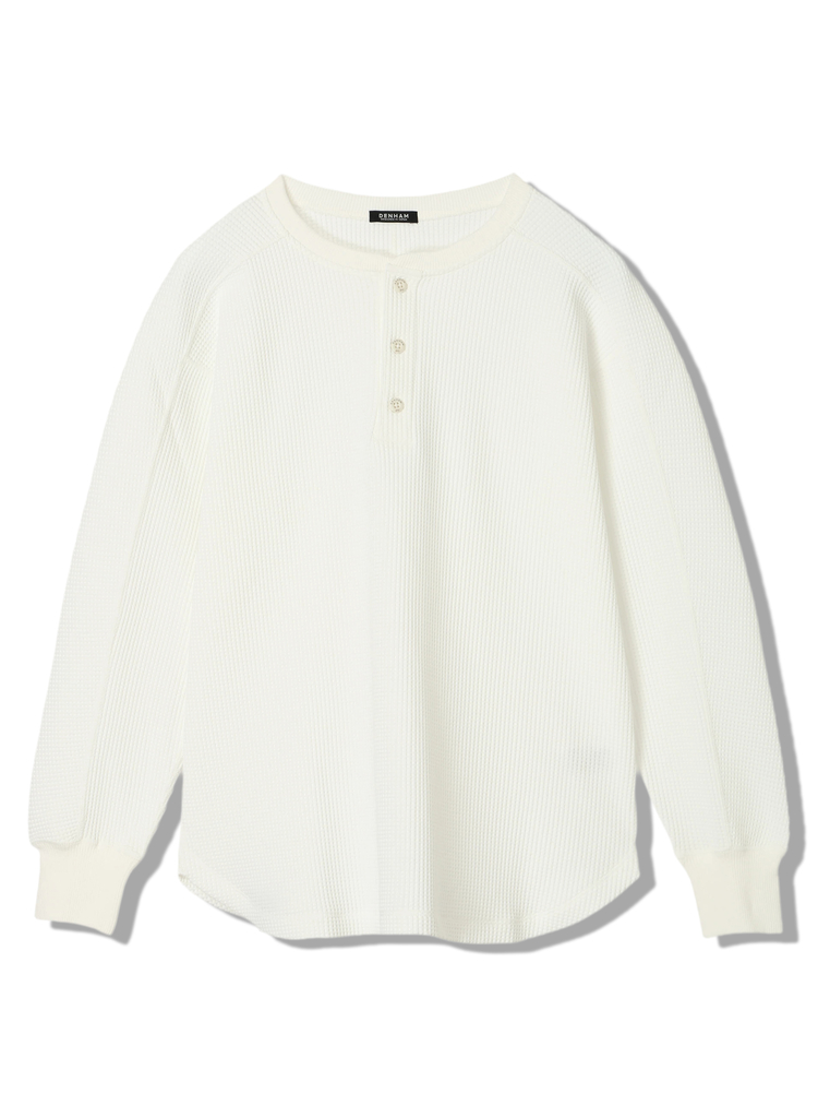 DENHAM(デンハム)  TECH THERMAL LS TEE 01250850997 サーマル長袖Tシャツ ホワイト