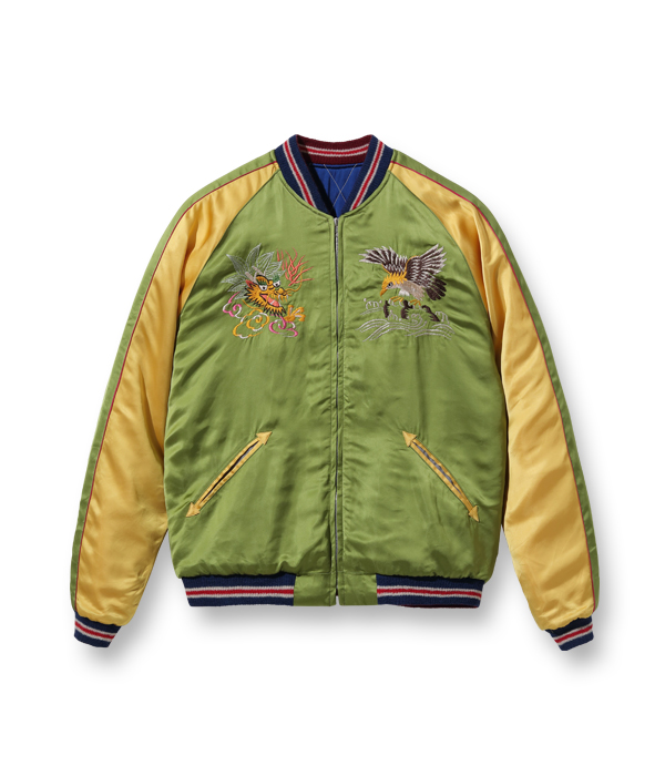 テーラー東洋 Lot No. TT15198-145 / Early 1950s Style Acetate × Quilt Souvenir Jacket “KOSHO & CO.” Special Edition “JAPAN MAP” × “TIGER PRINT”