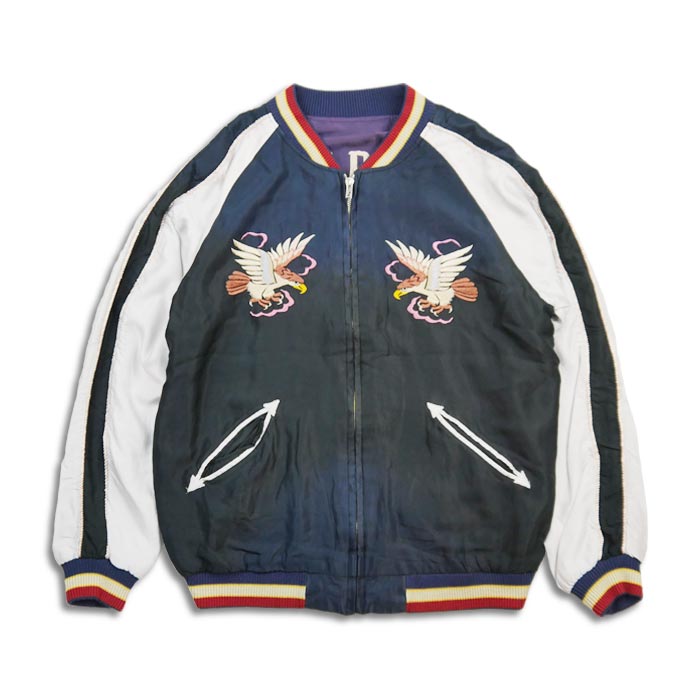 テーラー東洋 Lot No. TT15393-119 Early 1950s Style Acetate Souvenir Jacket “EAGLE” × “DRAGON” (AGING MODEL) ブラック メンズ スカジャン スーベニアジャケット エイジング イーグル ドラゴン