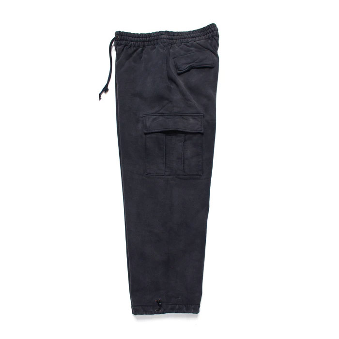 SWEAT CARGO PANTS： BLACK AGEING