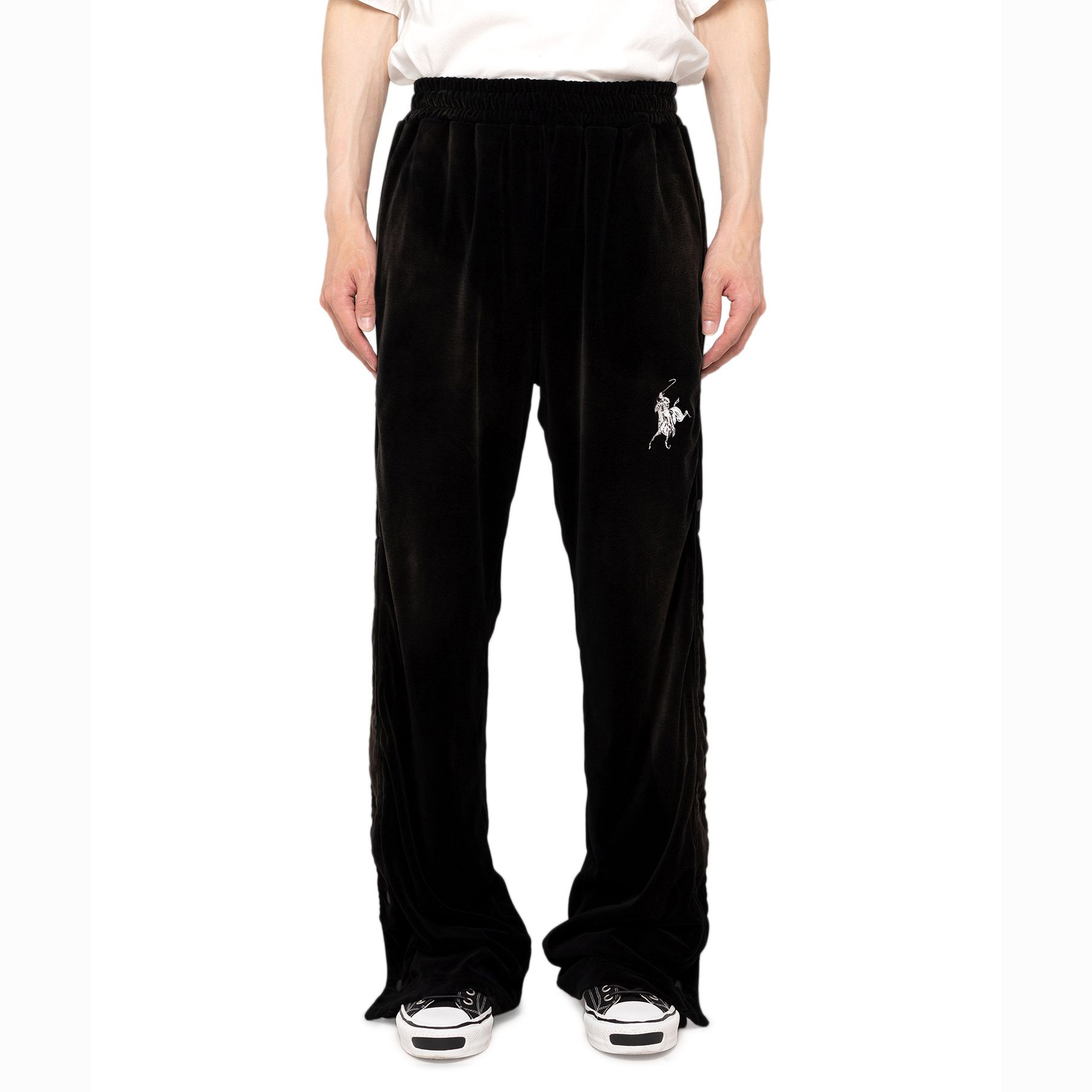 Bleached Velor Pants:BLACK