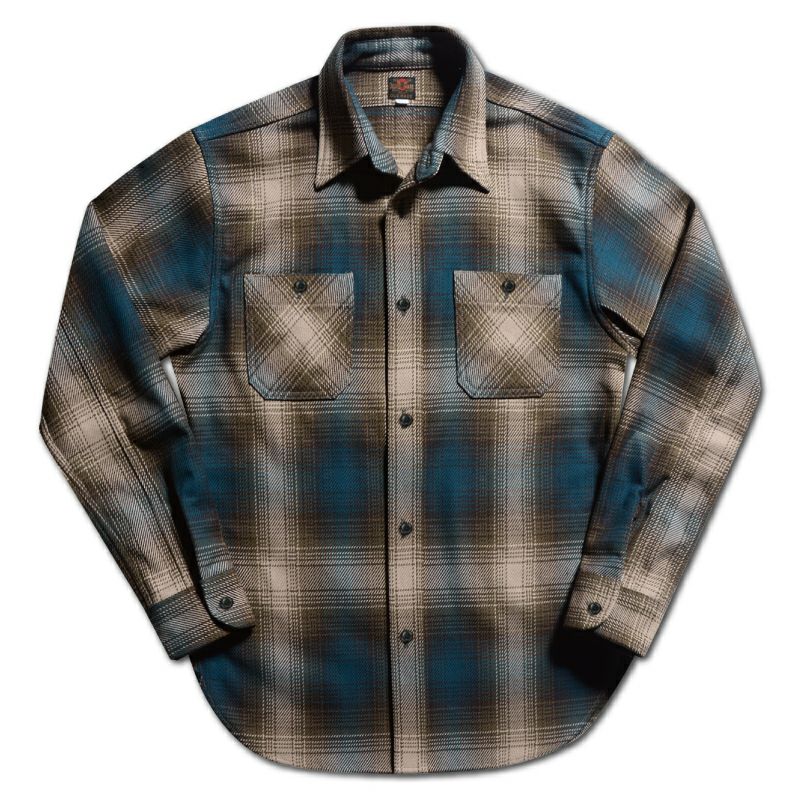 24FW デラックスウエア HV-54 BLUE OMBRE SHIRT メンズ 長袖 オンブレ チェック シャツ