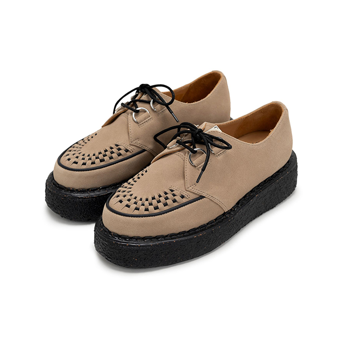 "DAVID"Suede Inter Lace Shoes:BEIGE