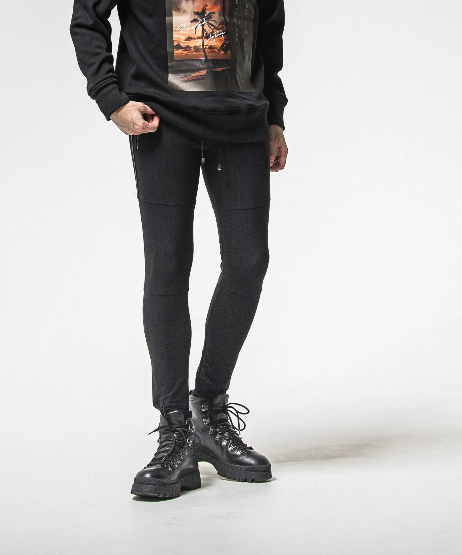 RESOUND CLOTHING(リサウンドクロージング) JOHNSON LINE HEAT PT / RC38-ST-009H / 裏起毛ジョンソンラインパンツ / ブラック×ブラック