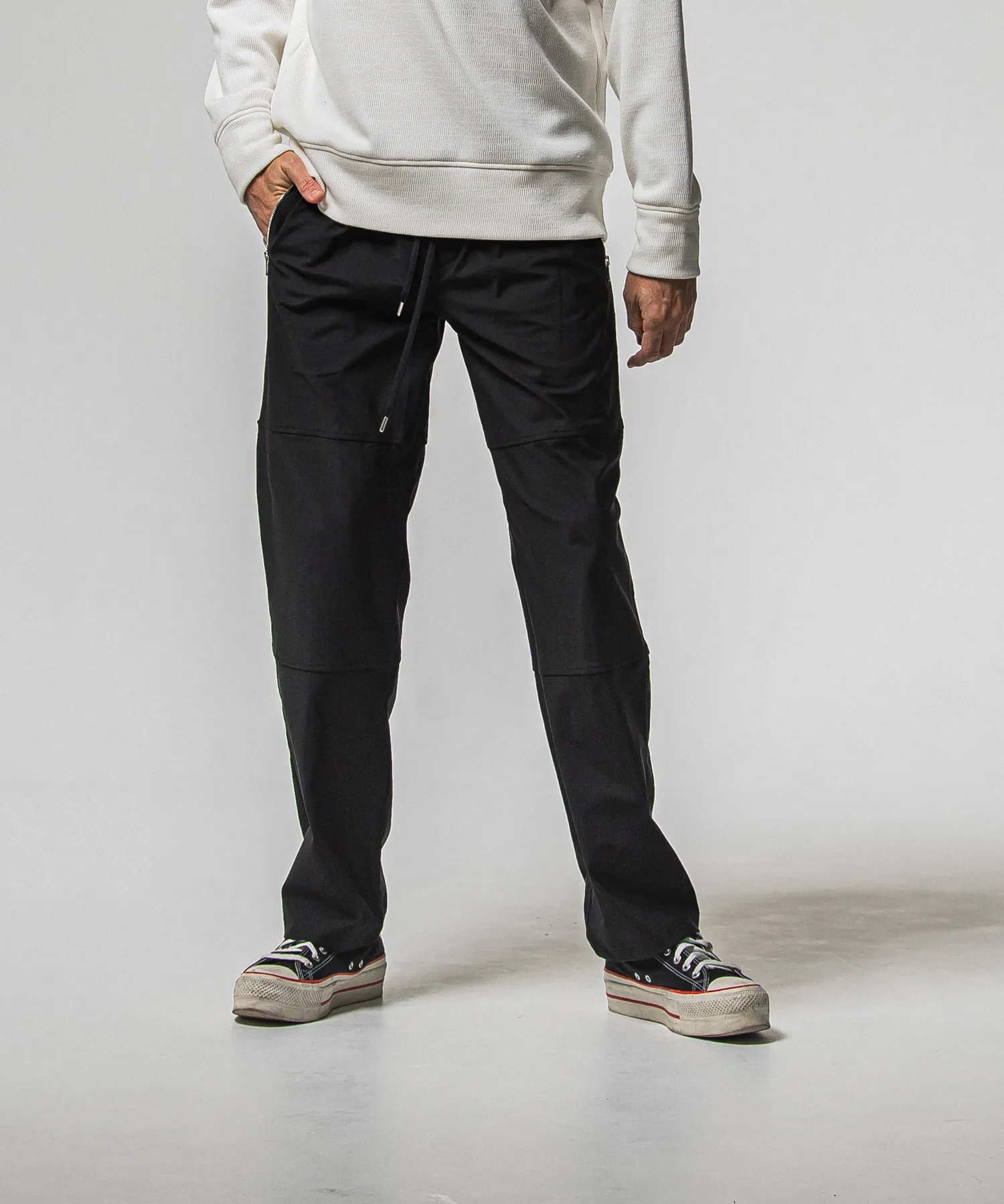 RESOUND CLOTHING(リサウンドクロージング) JOHNSON LINE HEAT WIDE TUCK PANTS / RC38-ST-009HWT / 裏起毛ジョンソンラインワイドタックパンツ / ブラック×ホワイト