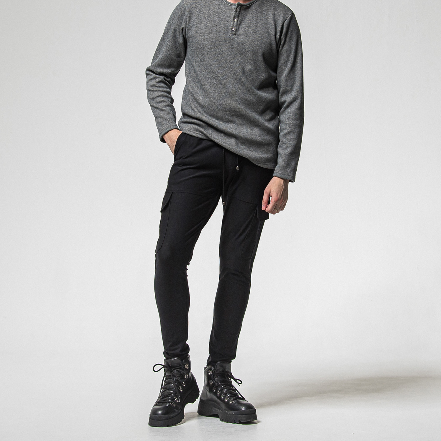 RESOUND CLOTHING(リサウンドクロージング) DARRELL HEAT CARGO PT / RC38-ST-010H / 裏起毛カーゴラインパンツ / ブラック