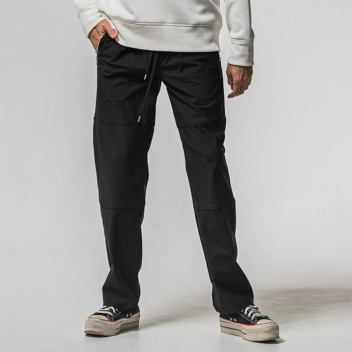 RESOUND CLOTHING(リサウンドクロージング) JOHNSON LINE HEAT WIDE TUCK PANTS / RC38-ST-009HWT / 裏起毛ジョンソンラインワイドタックパンツ / ブラック×ホワイト