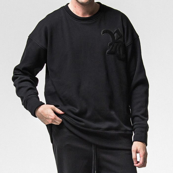 RESOUND CLOTHING(リサウンドクロージング) RC chenille velours fleece drop trainer / RC38-C-004 / ブラック