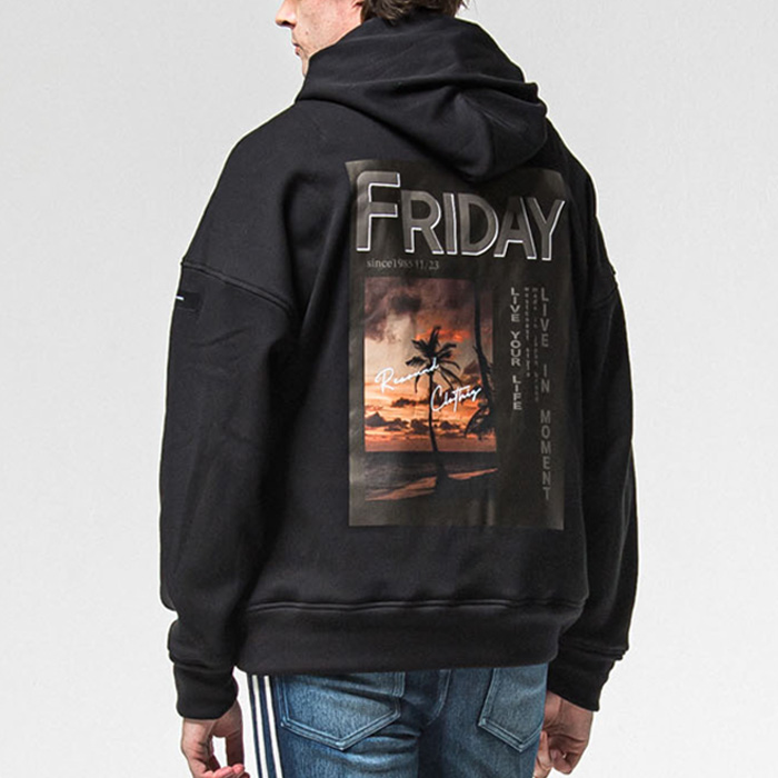 RESOUND CLOTHING(リサウンドクロージング) FRIDAY OLD COVER velours fleece hoodie / RCF-C-001 / ブラック