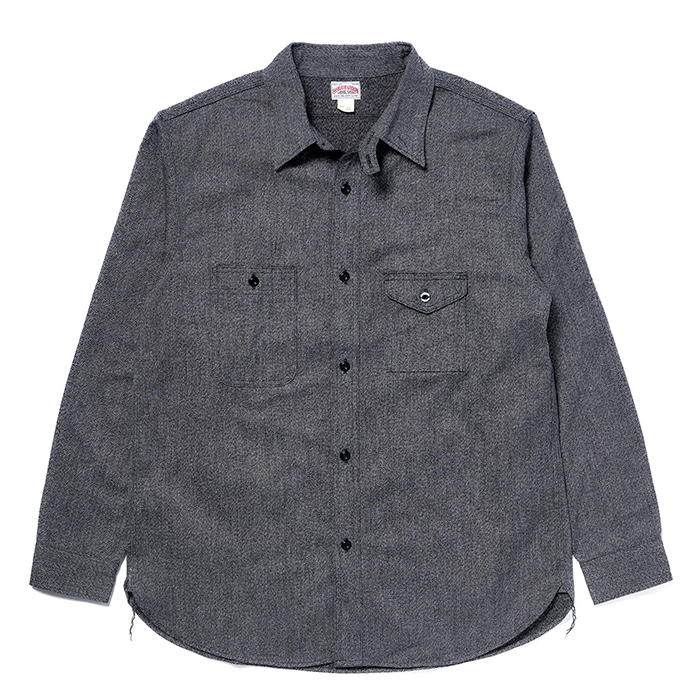 8HU CIGARETTE POCKET MOCK-TWIST CHAMBRAY WORK SHIRT