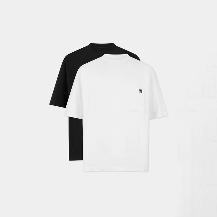 DSQUARED2(ディースクエアード) S74GD1523 Inside Out Loose Fit T-Shirt Twin Pack ブラック/ホワイト