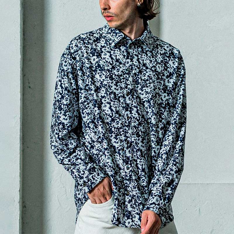 35th Collection リサウンドクロージング RC35-SH-001 tricot jack shirts FLOWERBK トリコット ジャックシャツ メンズ  2025年3月上旬入荷予定