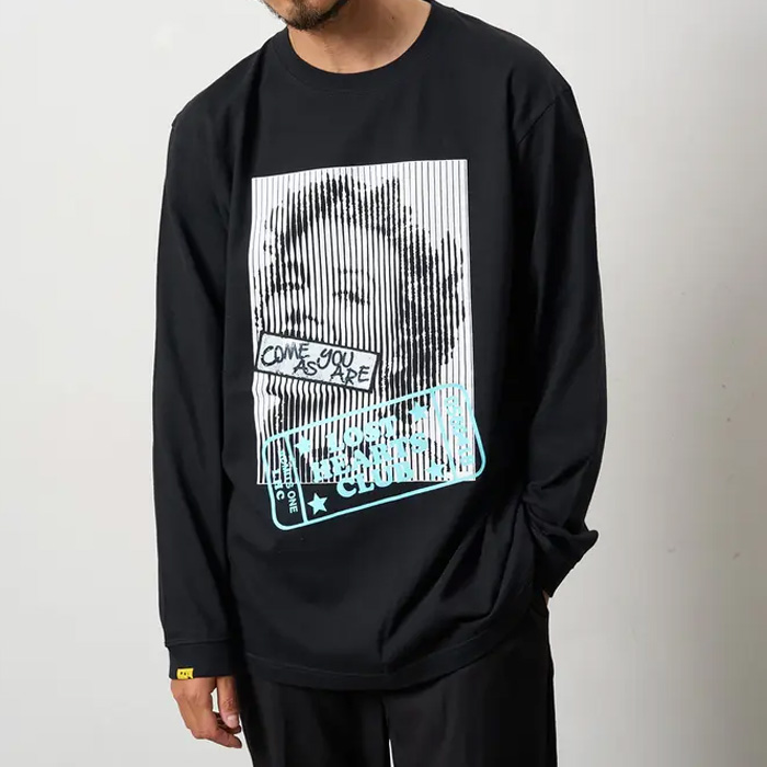 STUD MUFFIN(スタッドマフィン) 524-02815 5.6ozコットン天竺 LOST HEARTS シークインLS Tシャツ BK